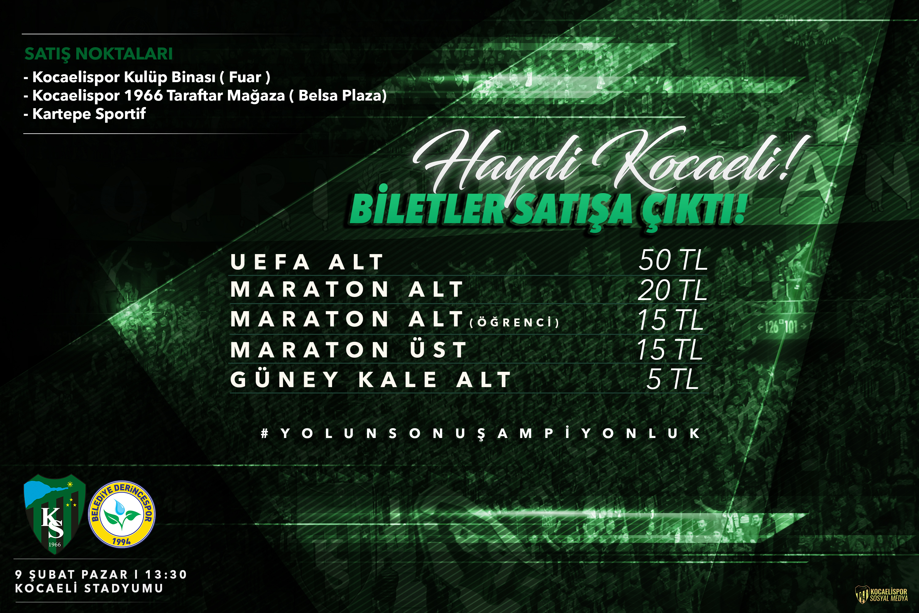 Belediye Derince Spor Maç Biletleri Satışa Çıktı !
