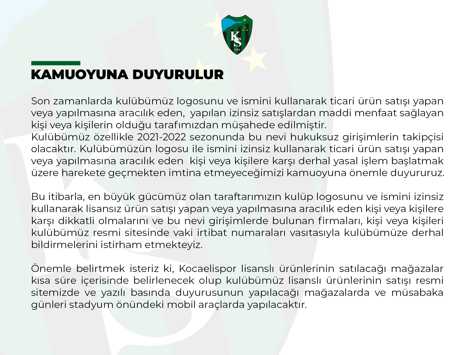 Kamuoyuna Duyurulur