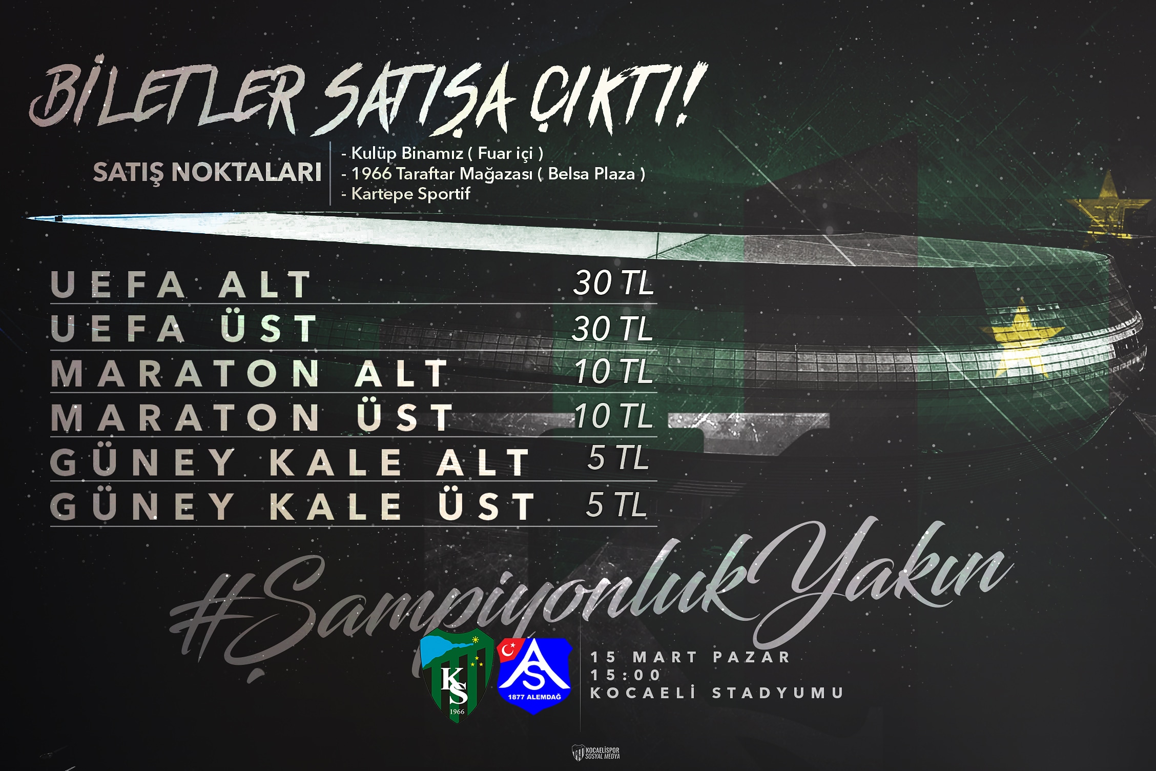 1877 Alemdağ Spor maç biletleri satışa çıktı !